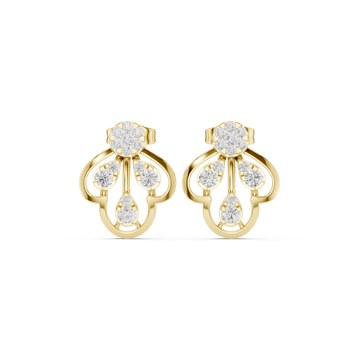  Gold Celestial Harmony Statement Hoop Earrings Front View