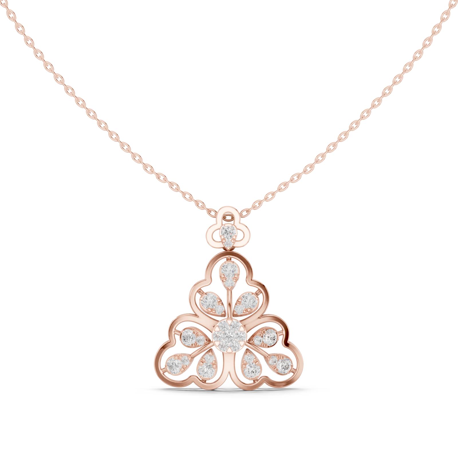  Rose Gold Enchanted Arabesque Sparkle Openwork Pendant Necklace Right View