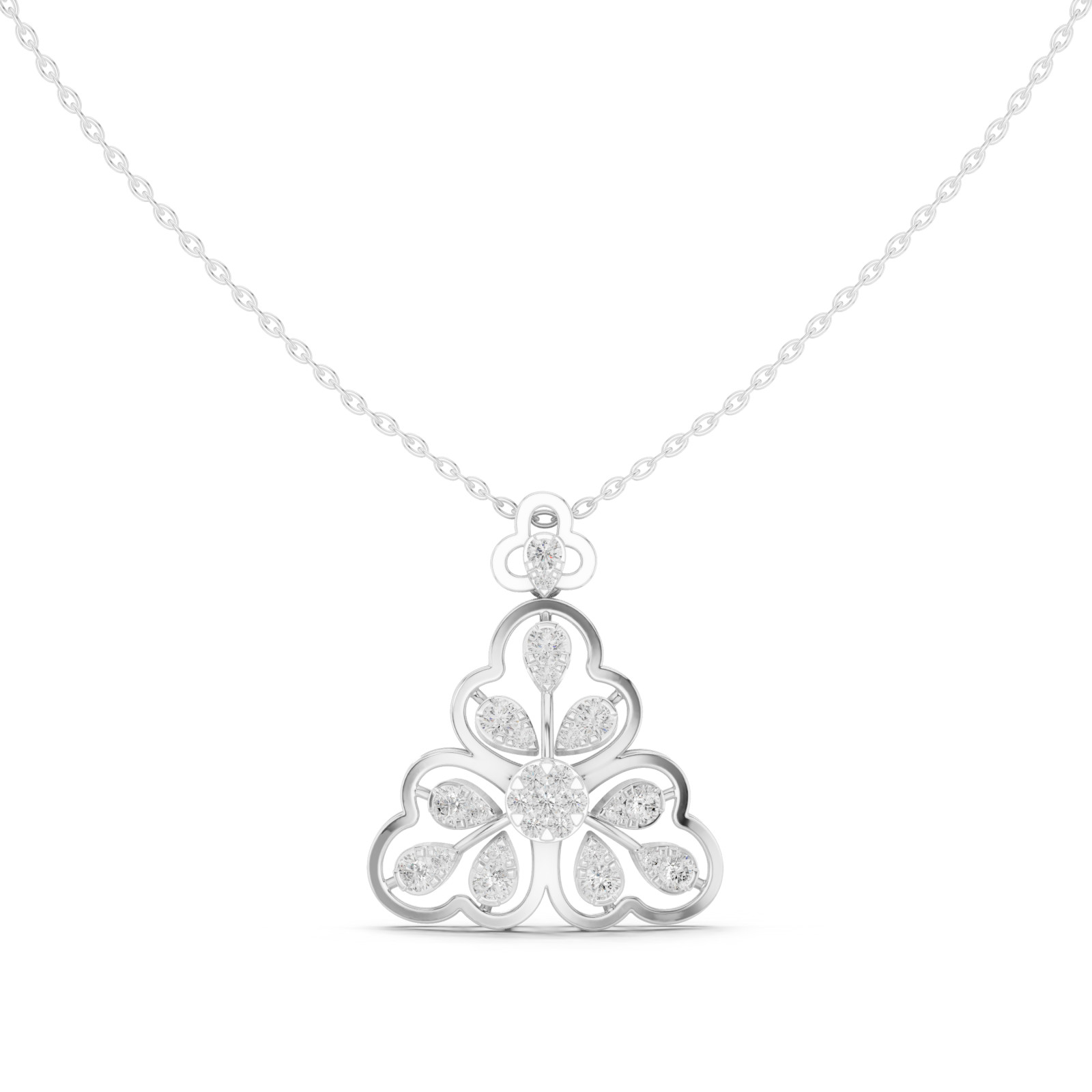  White Gold Enchanted Arabesque Sparkle Openwork Pendant Necklace Right View