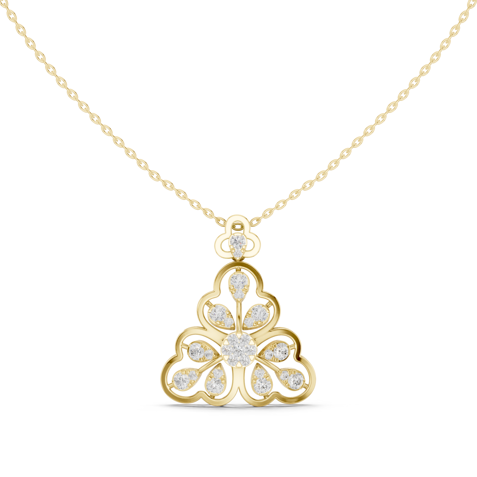 Gold Enchanted Arabesque Sparkle Openwork Pendant Necklace Right View