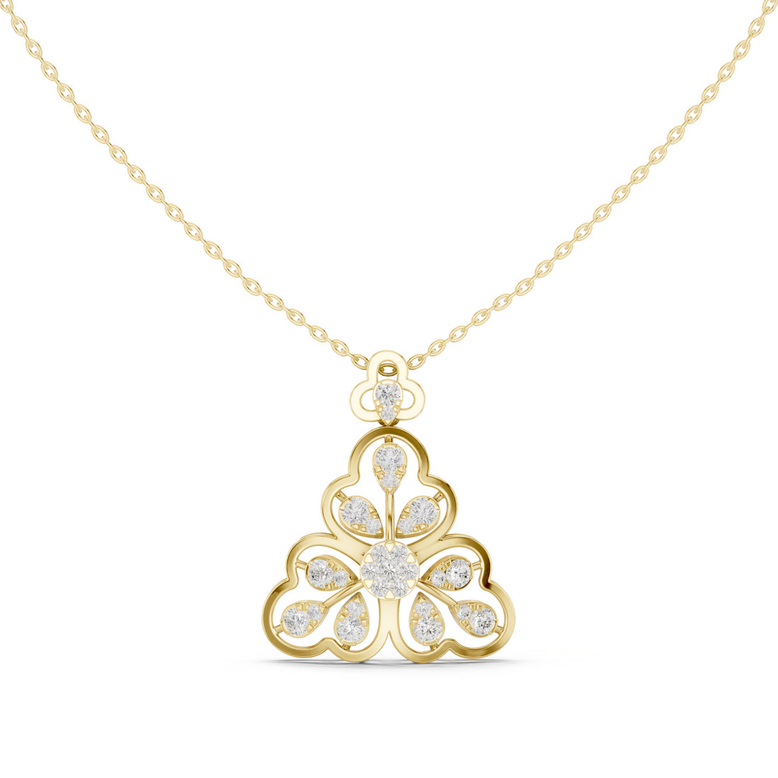 Gold Enchanted Arabesque Sparkle Openwork Pendant Necklace Right View
