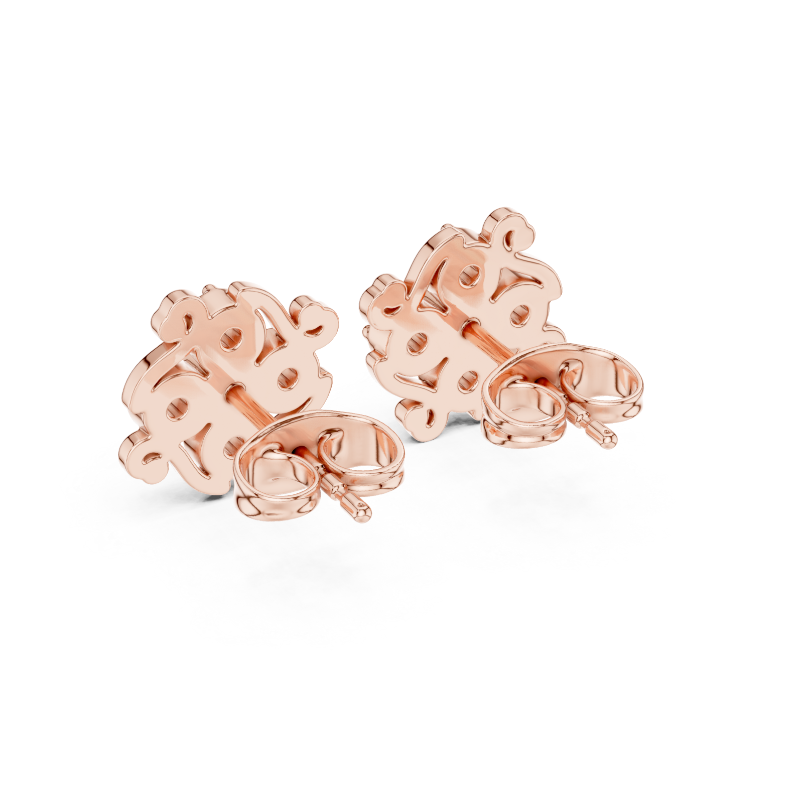  Rose Gold Radiant Blossom Stud Earrings Side View