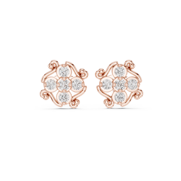  Rose Gold Radiant Blossom Stud Earrings Front View