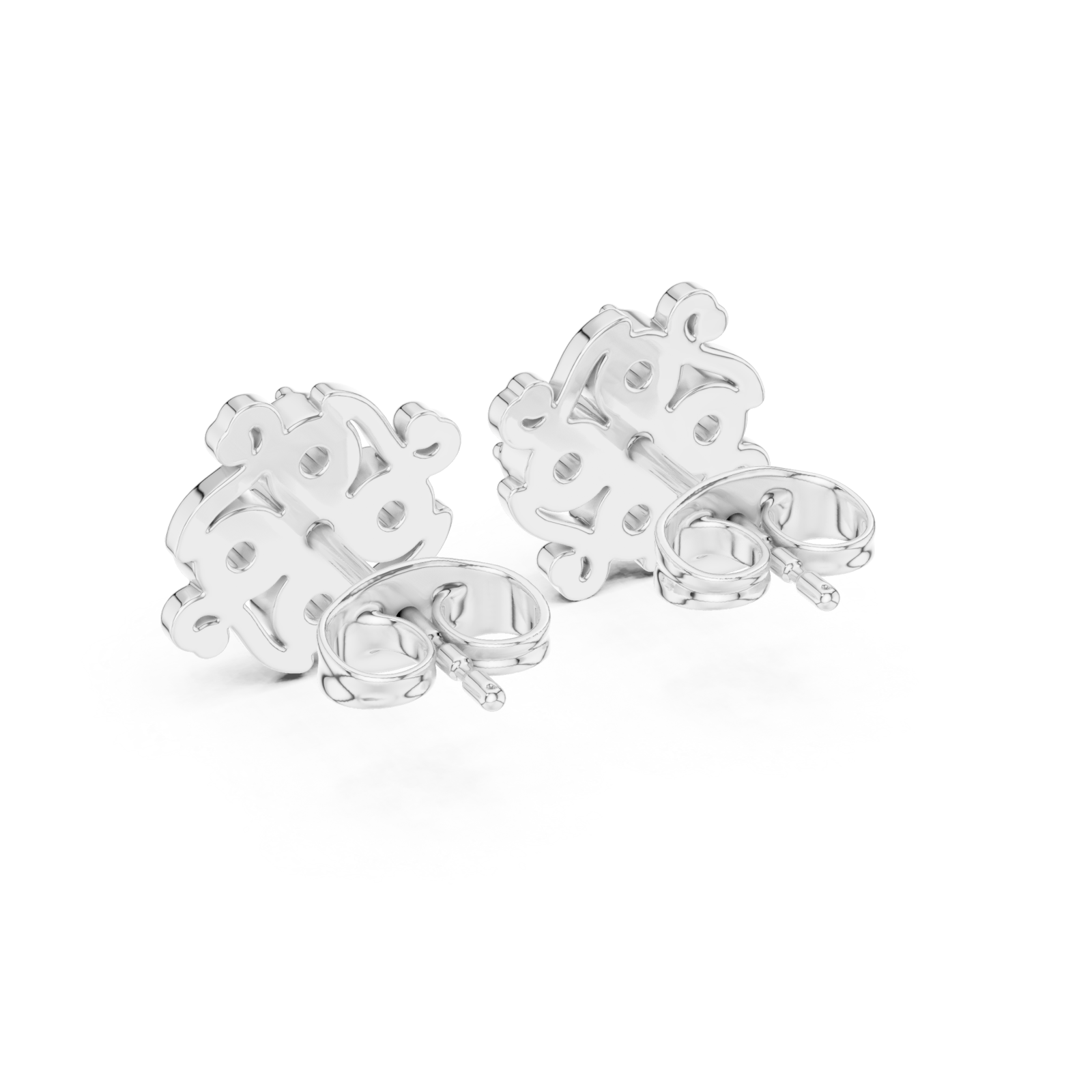  White Gold Radiant Blossom Stud Earrings Side View