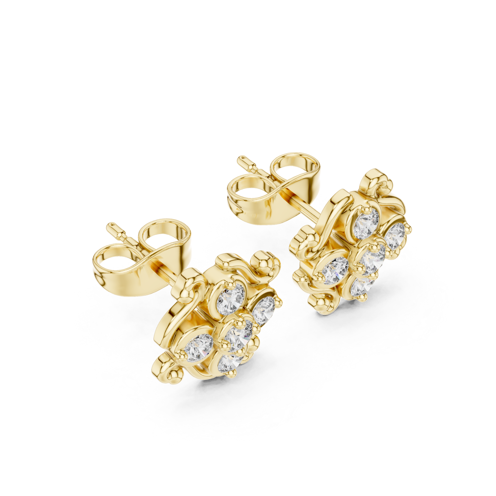 Gold Radiant Blossom Stud Earrings Right View