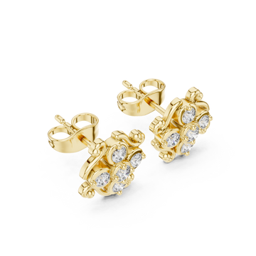 Gold Radiant Blossom Stud Earrings Right View