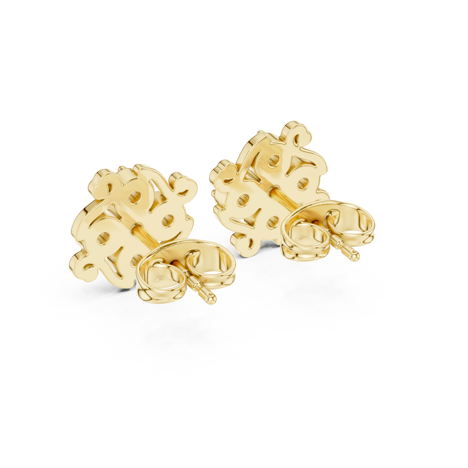  Gold Radiant Blossom Stud Earrings Side View