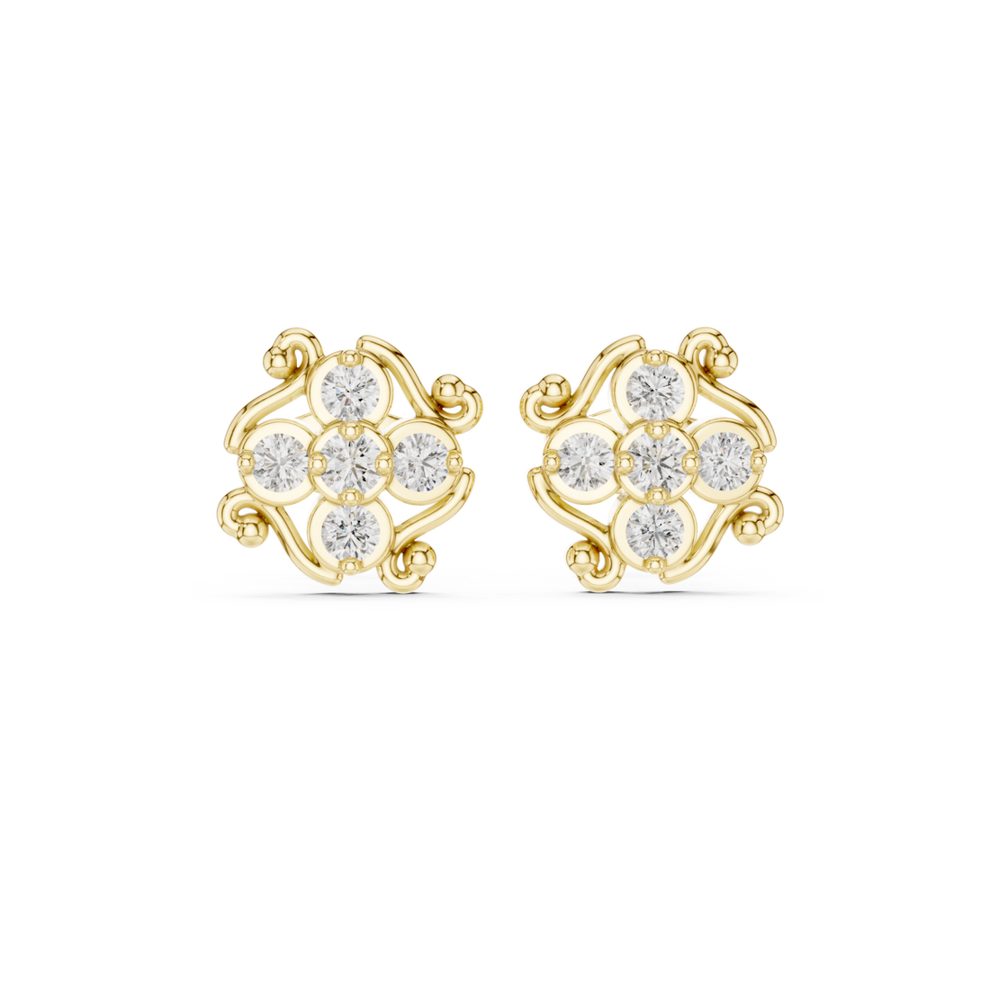 Gold Radiant Blossom Stud Earrings Right View