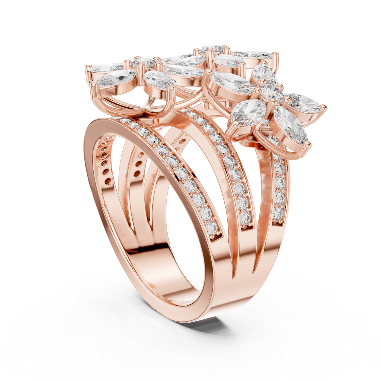  Rose Gold Meadow Grace Pavé Curved Ring Left View