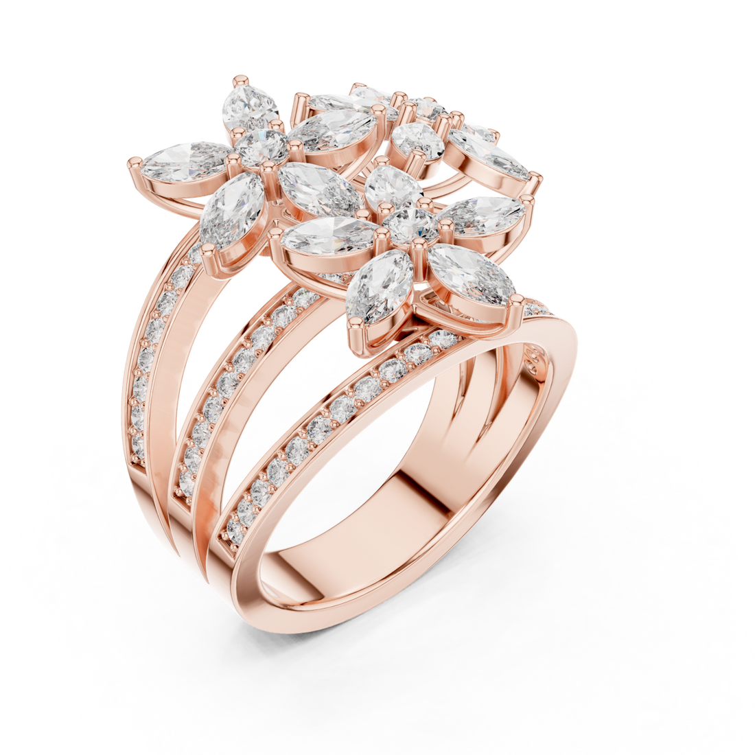 Rose Gold Meadow Grace Pavé Curved Ring Right View