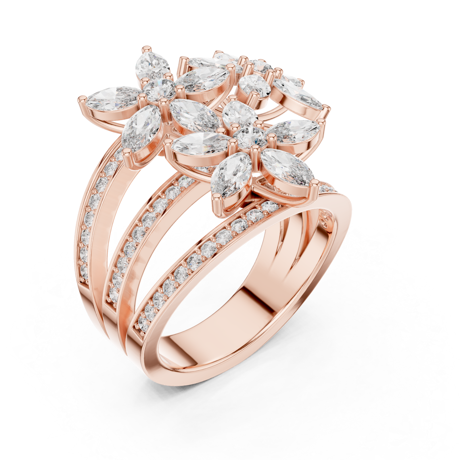  Rose Gold Meadow Grace Pavé Curved Ring Right View
