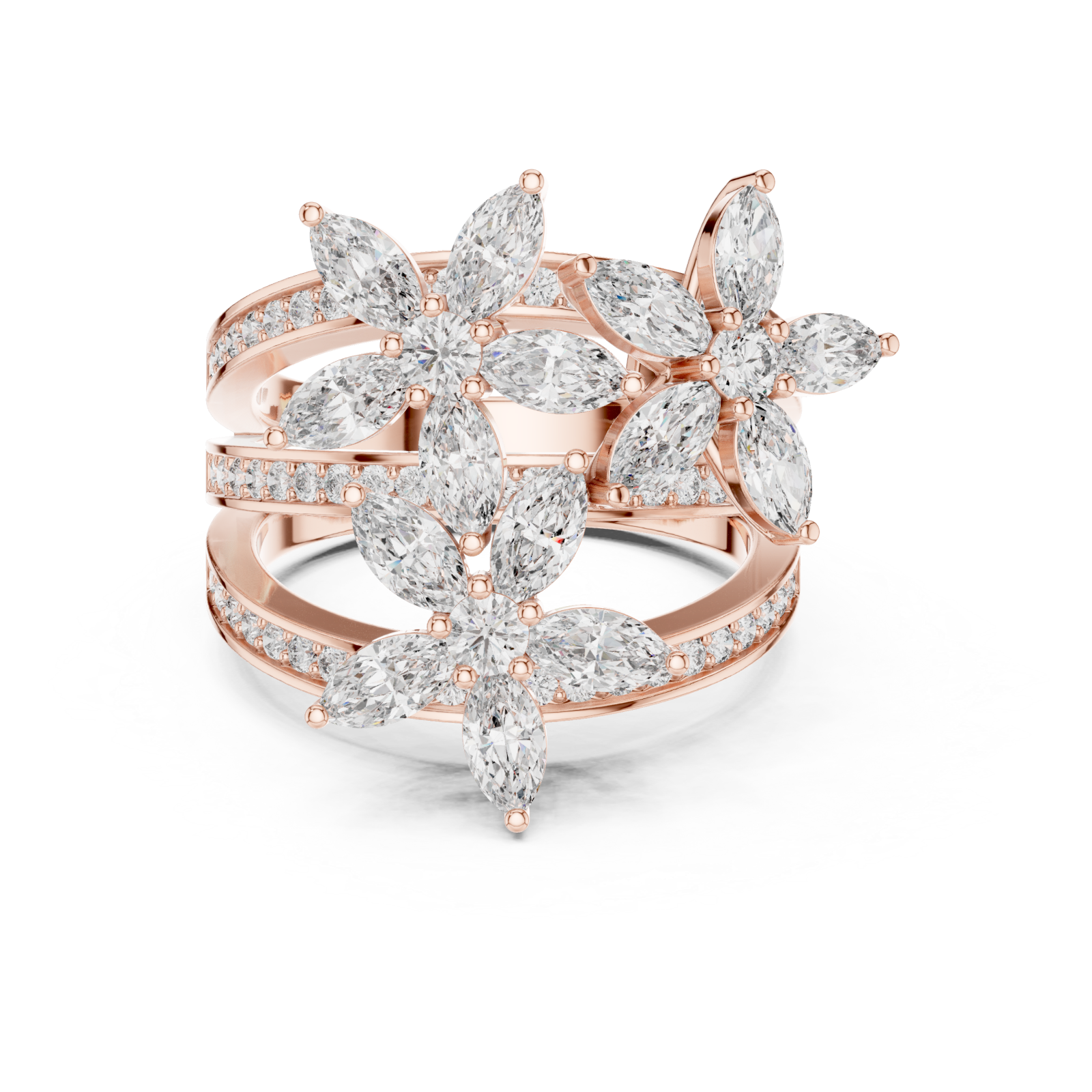 Rose Gold Meadow Grace Pavé Curved Ring Front View