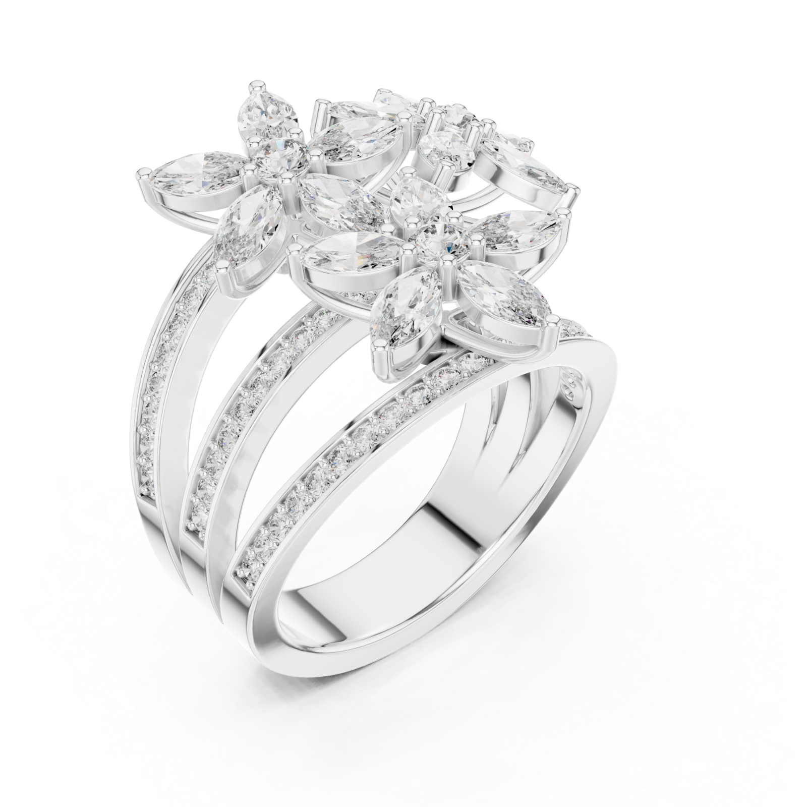  White Gold Meadow Grace Pavé Curved Ring Right View