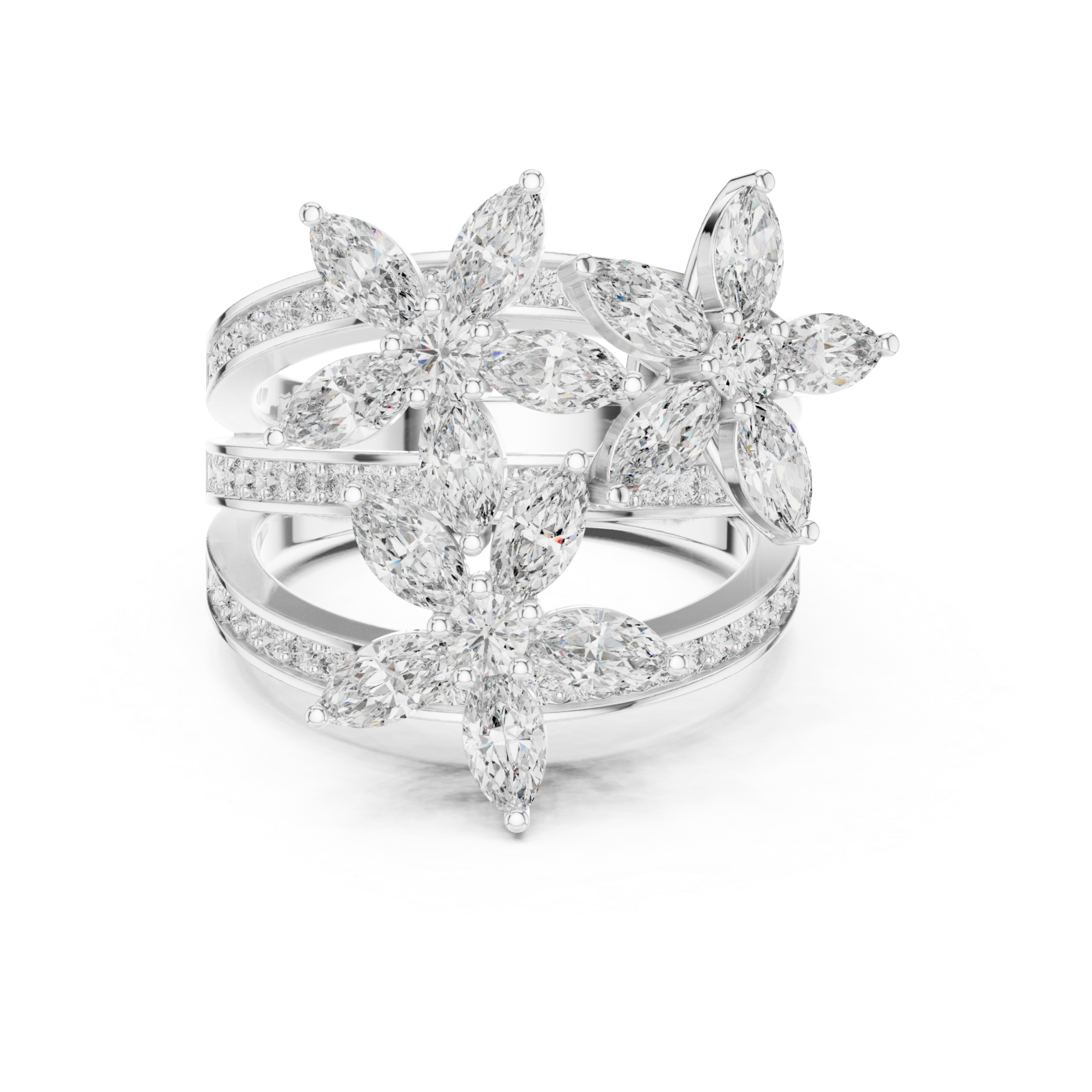  White Gold Meadow Grace Pavé Curved Ring Front View