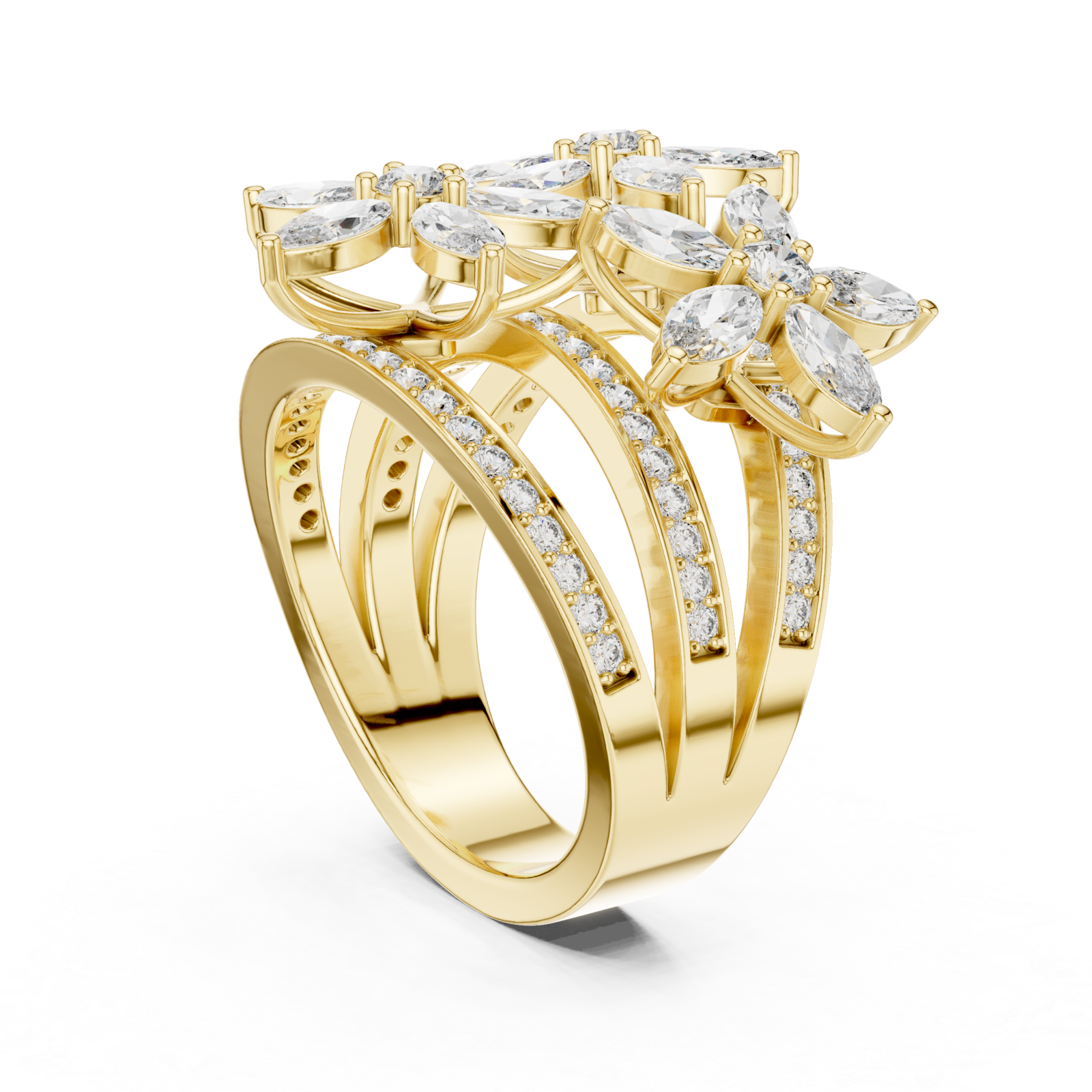  Gold Meadow Grace Pavé Curved Ring Left View