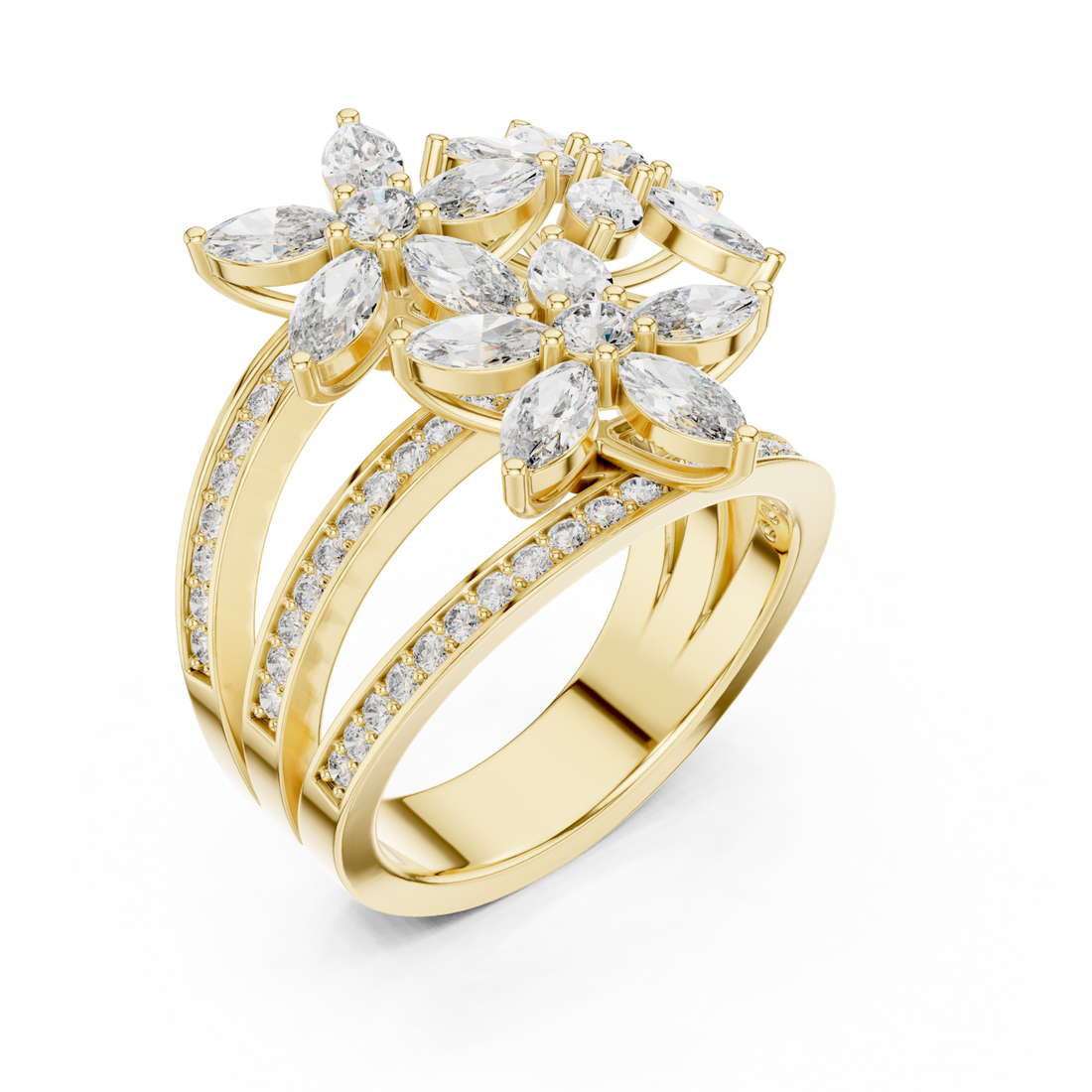 Gold Meadow Grace Pavé Curved Ring Right View