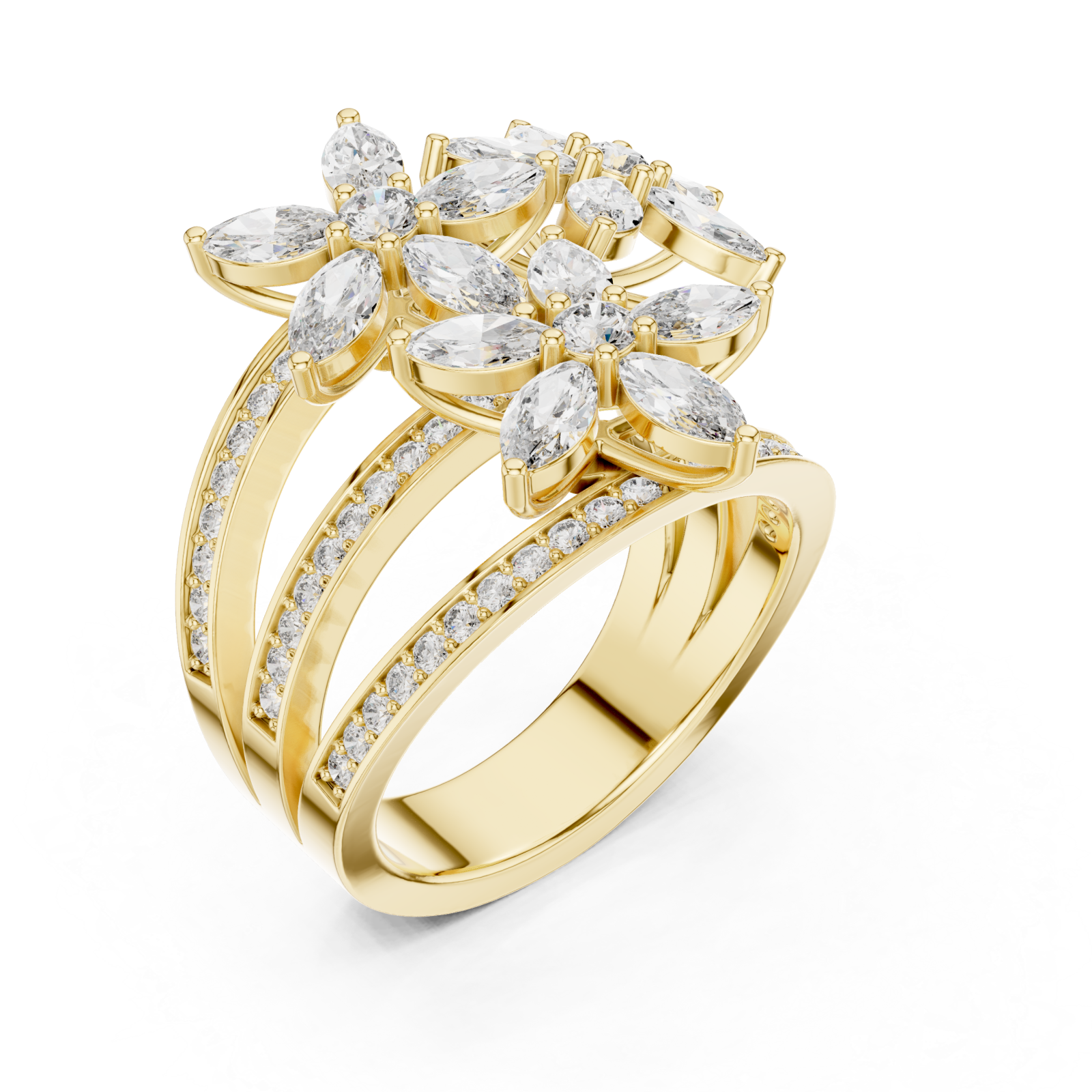 Gold Meadow Grace Pavé Curved Ring Right View