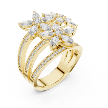 Gold Meadow Grace Pavé Curved Ring Right View