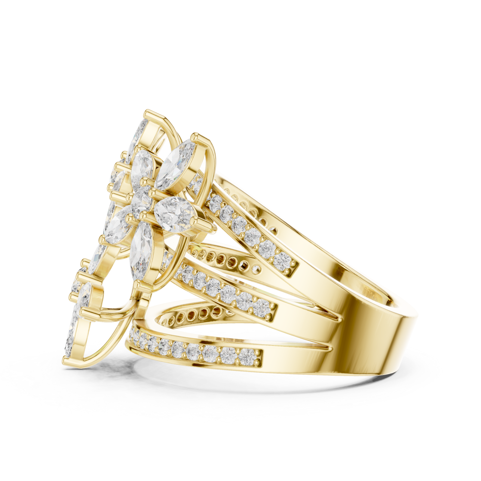  Gold Meadow Grace Pavé Curved Ring Side View