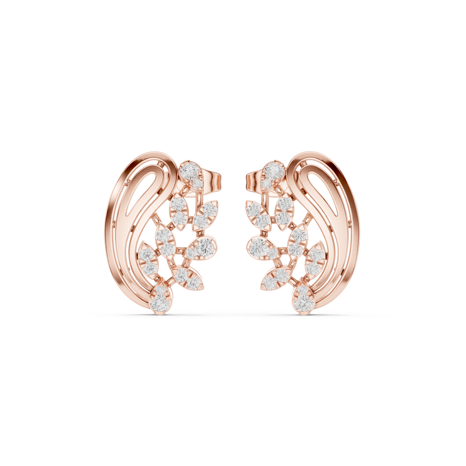  Rose Gold Radiant Lattice Crest Stud Earrings Front View