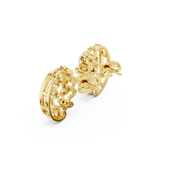 Gold Radiant Lattice Crest Stud Earrings Right View