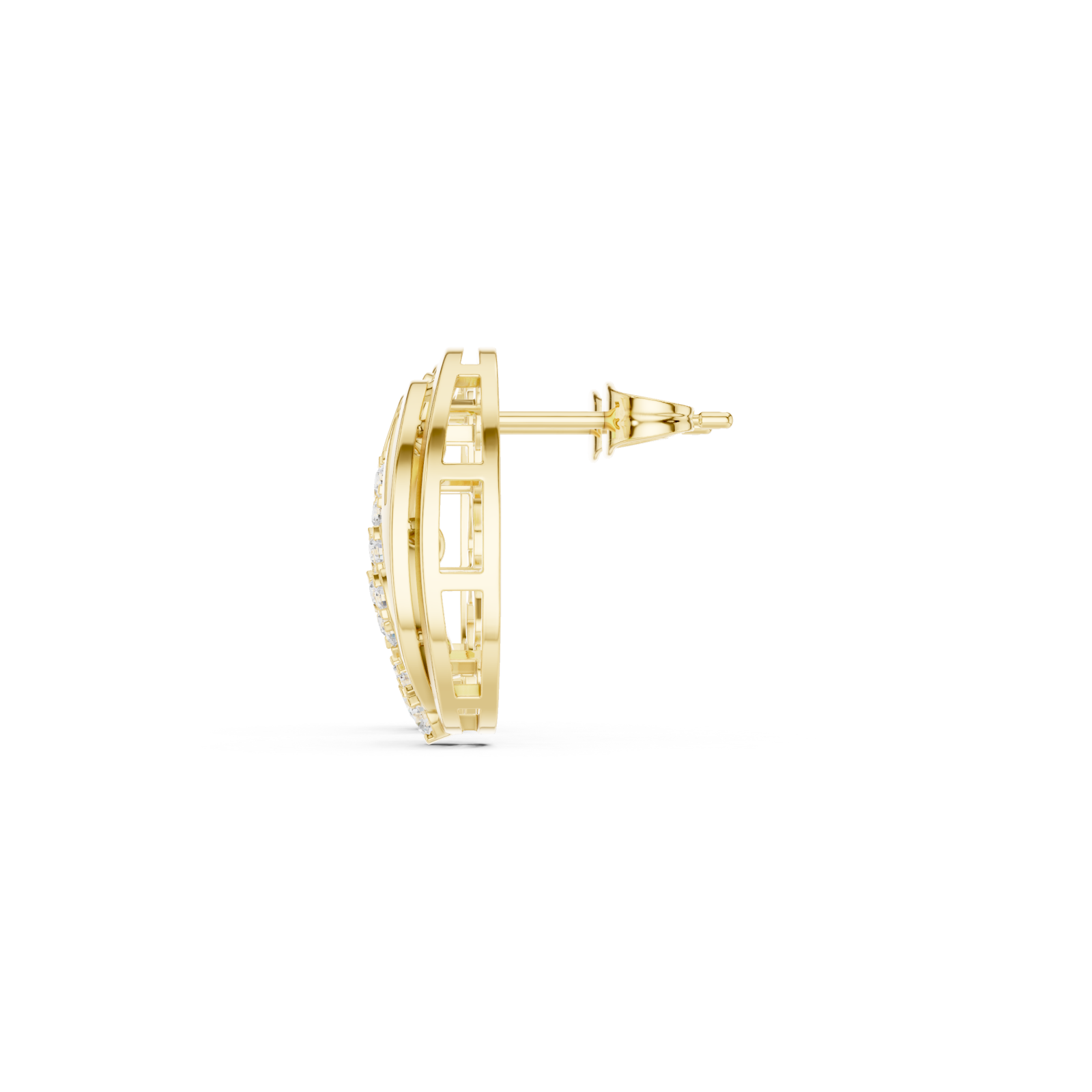  Gold Radiant Lattice Crest Stud Earrings Side View