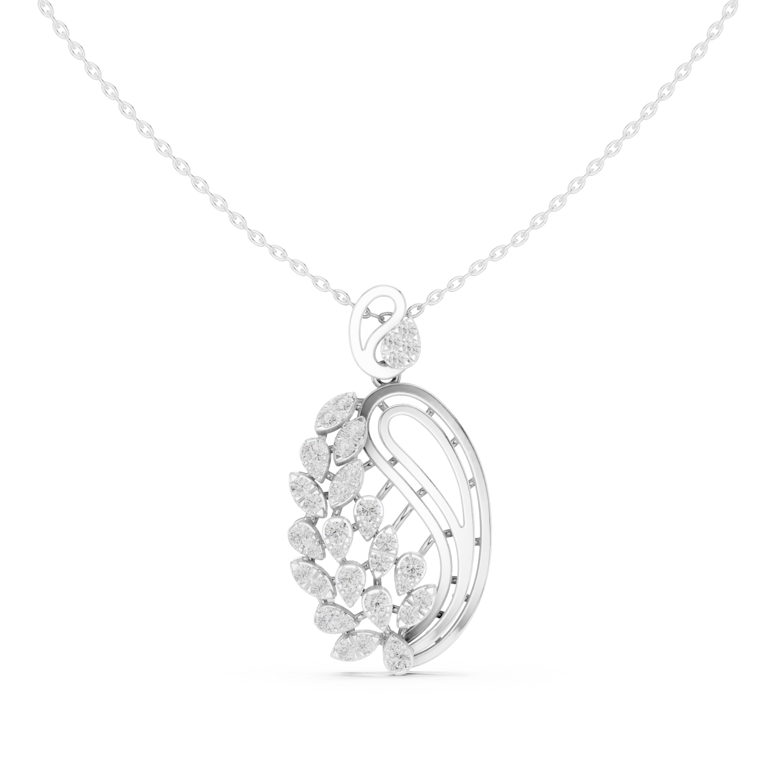  White Gold Celestial Embrace Pendant Front View