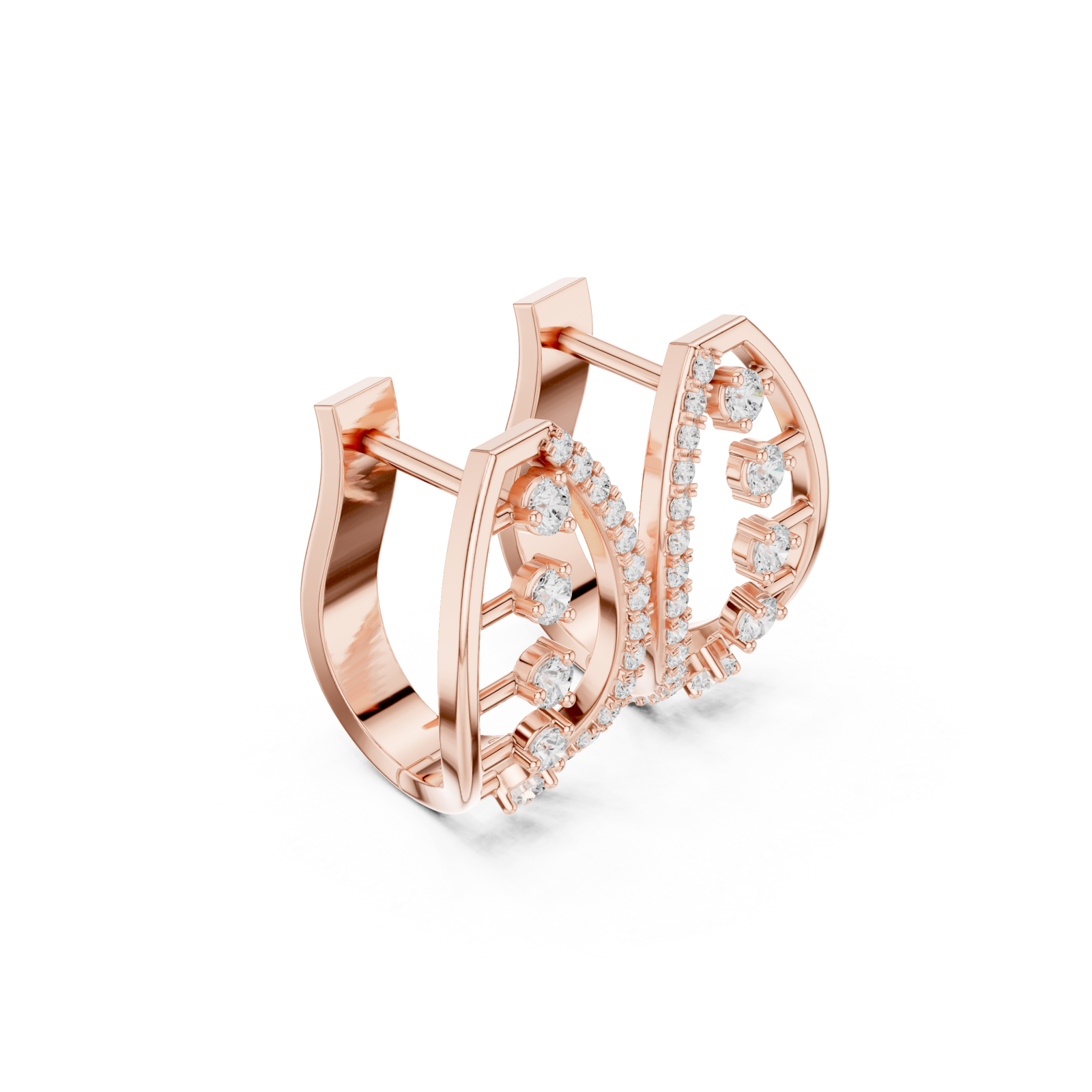  Rose Gold Celestial Curve Radiance Stud Earrings Left View