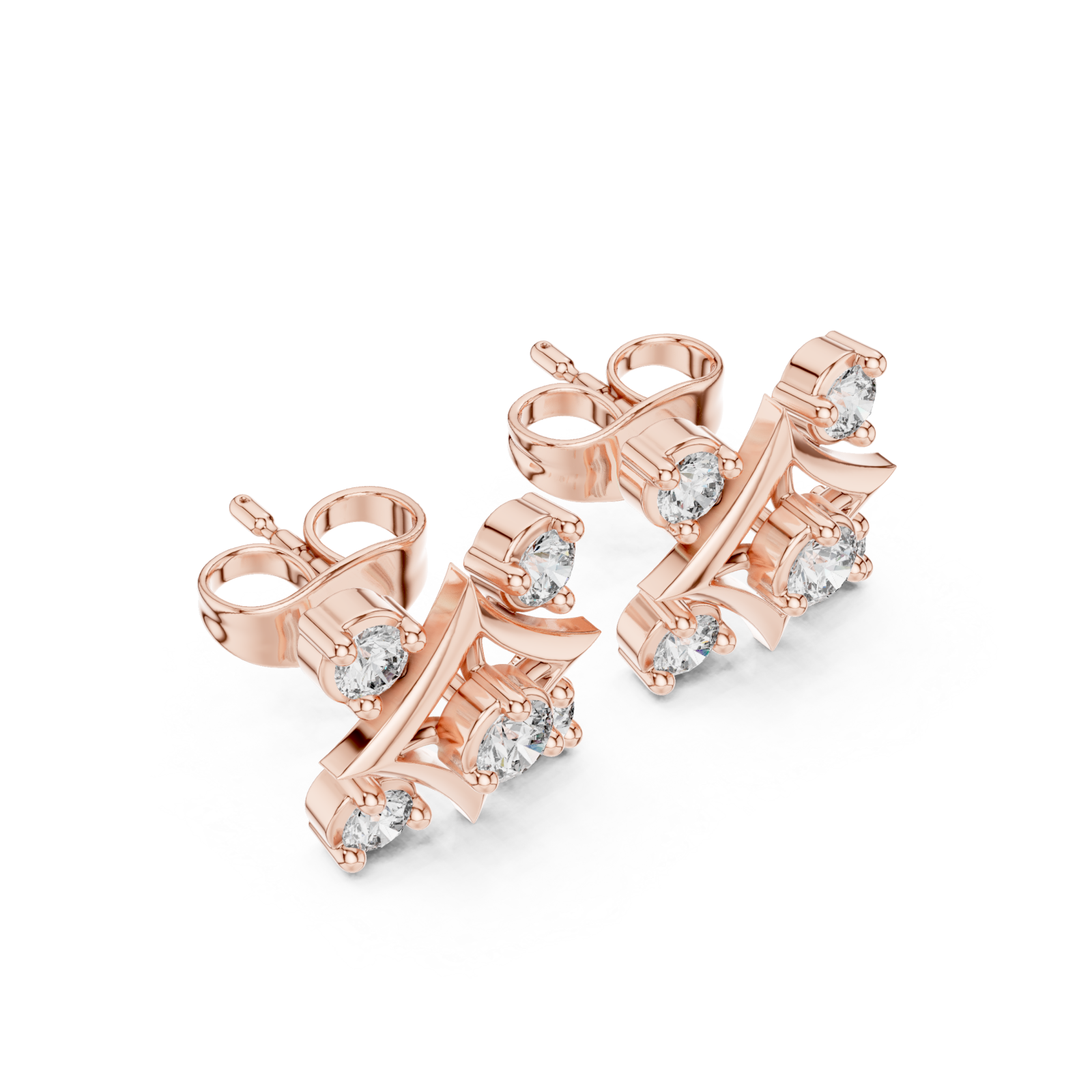  Rose Gold Celestial Curve Radiance Stud Earrings Right View