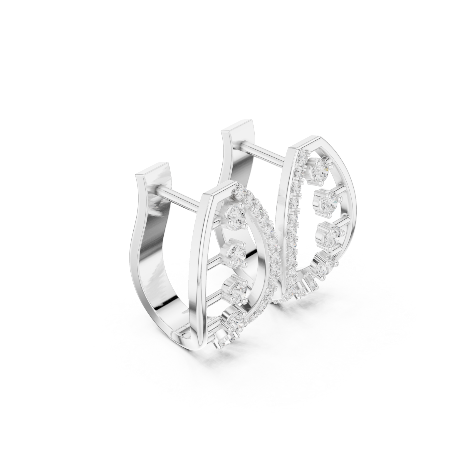  White Gold Celestial Curve Radiance Stud Earrings Left View