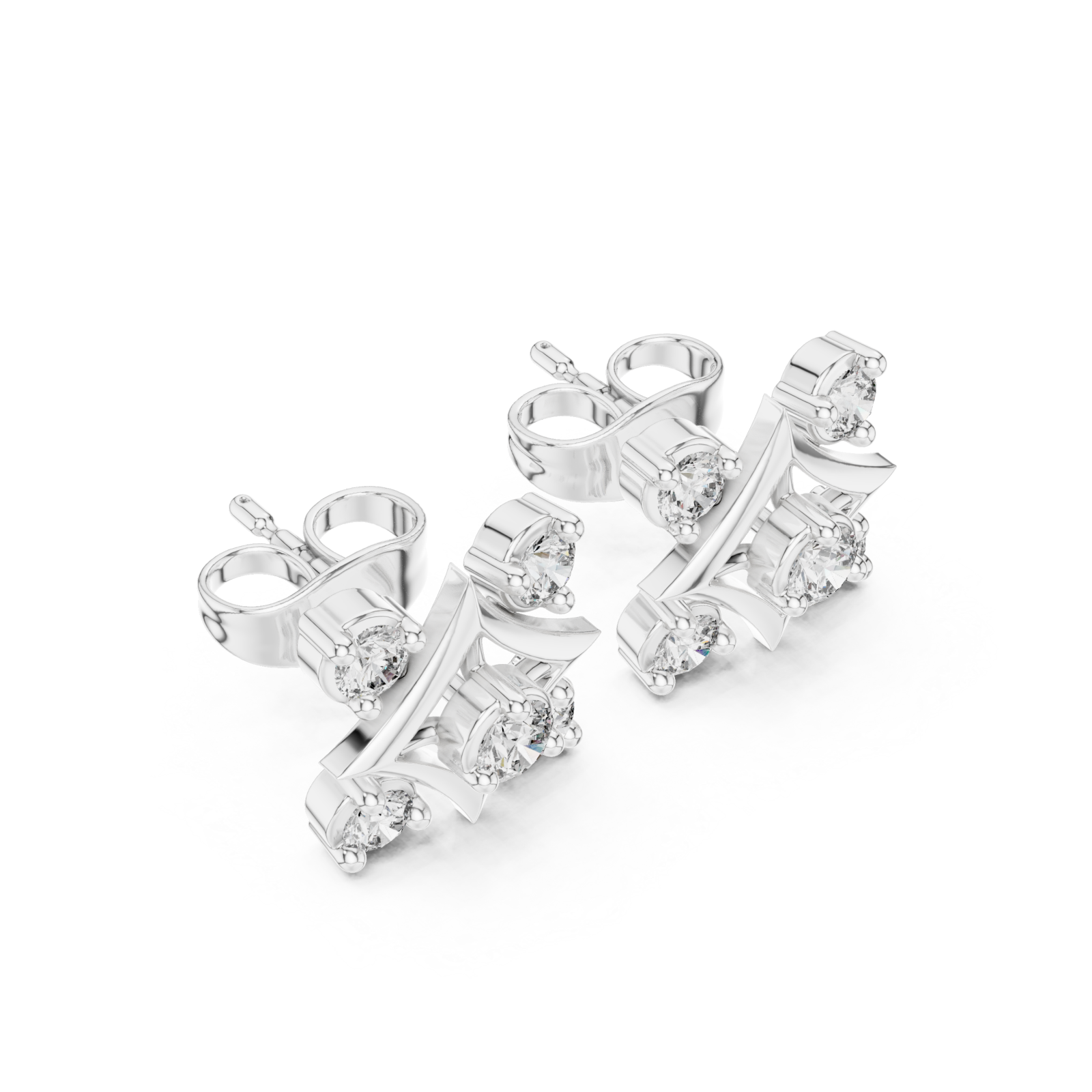  White Gold Celestial Curve Radiance Stud Earrings Right View