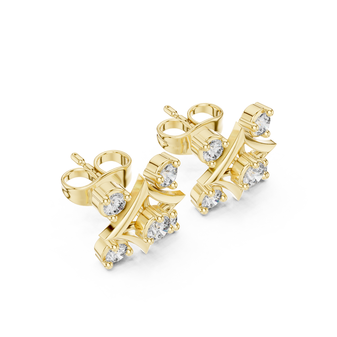 Gold Celestial Curve Radiance Stud Earrings Right View