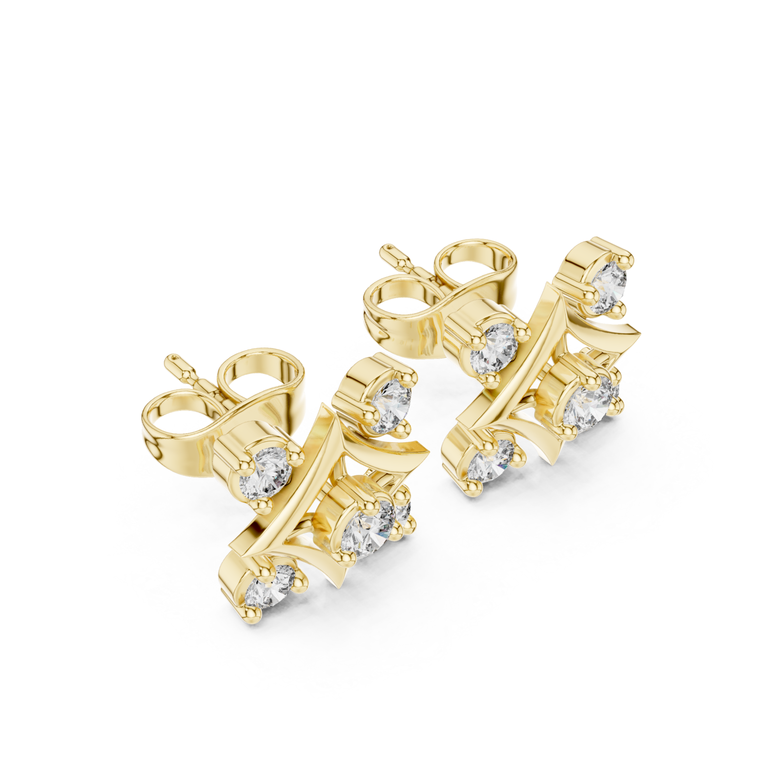 Gold Celestial Curve Radiance Stud Earrings Right View