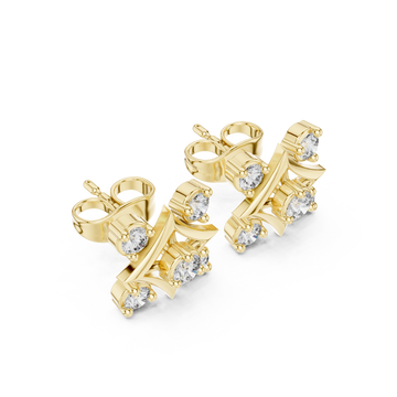 Gold Celestial Curve Radiance Stud Earrings Right View