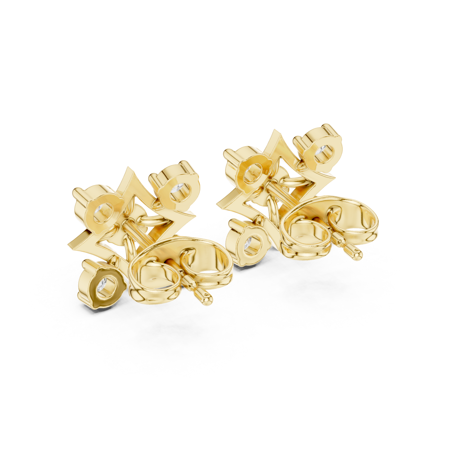  Gold Celestial Curve Radiance Stud Earrings Side View