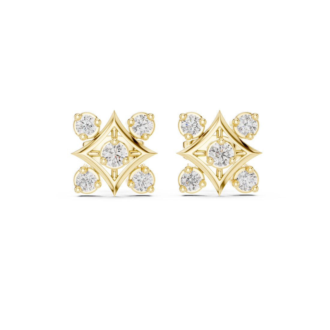 Gold Celestial Curve Radiance Stud Earrings Right View