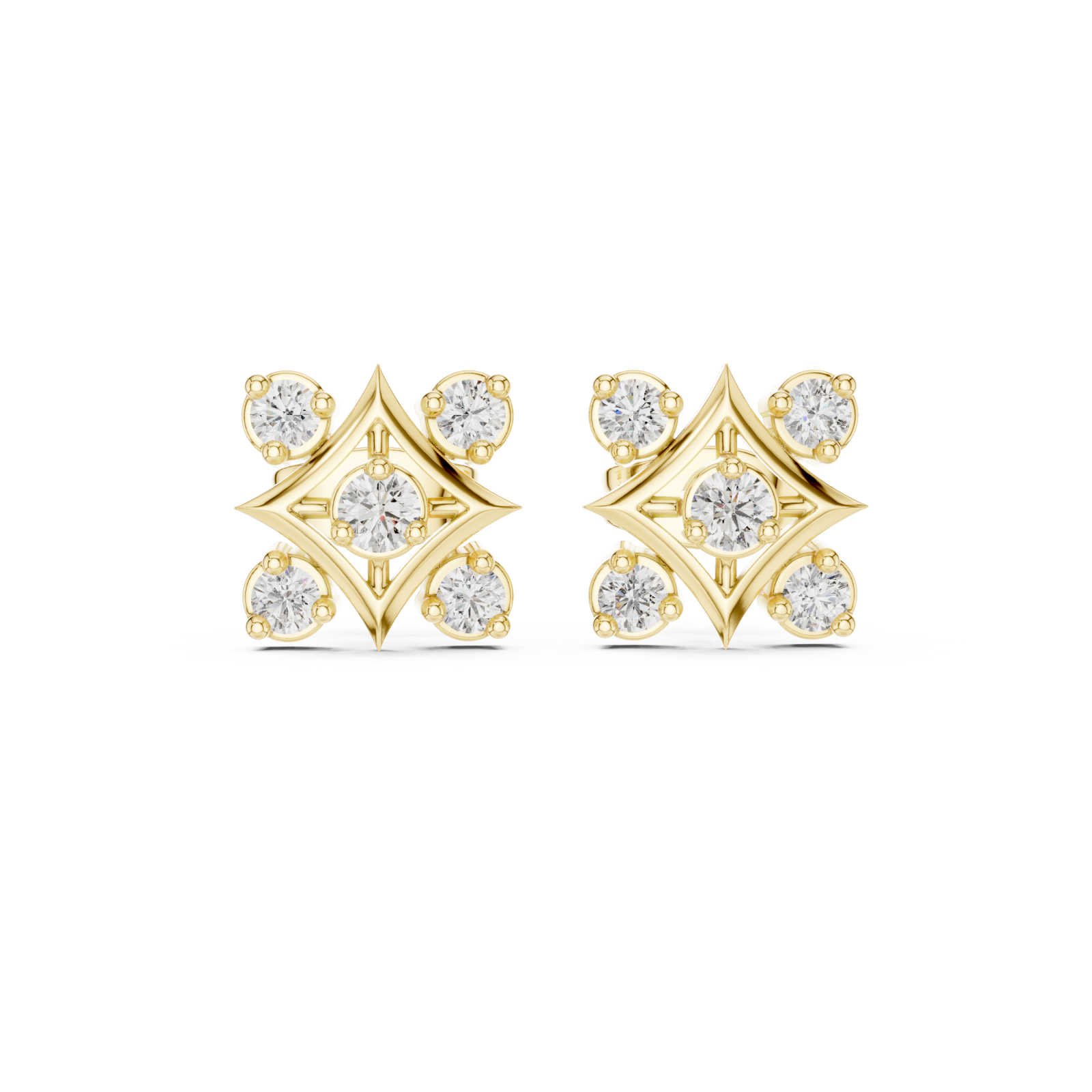  Gold Celestial Curve Radiance Stud Earrings Front View