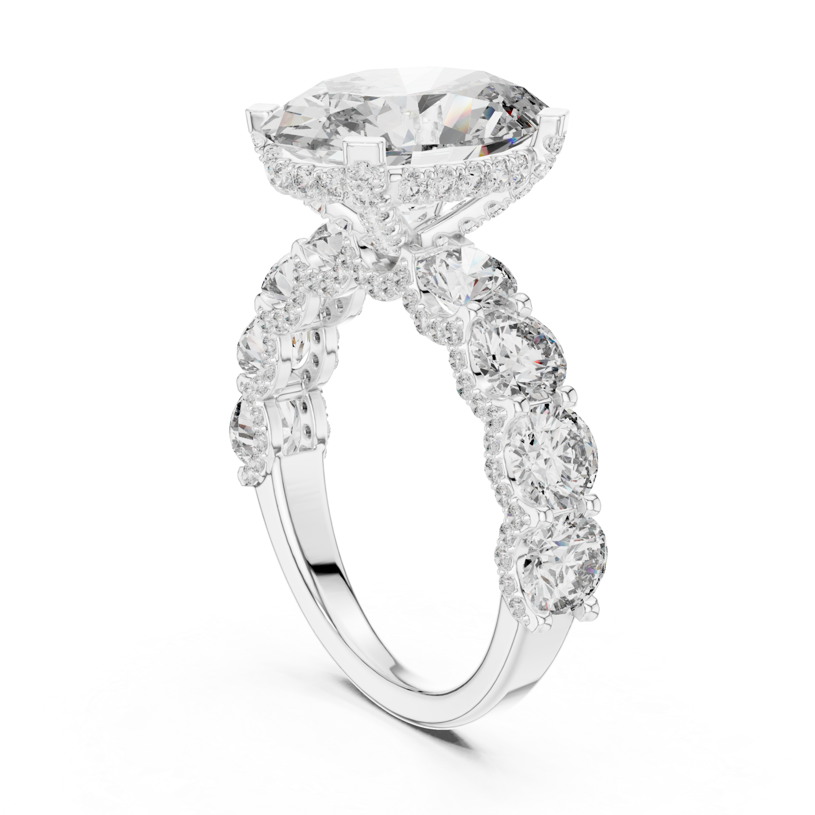  White Gold Celestial Marquis Harmony Band Left View