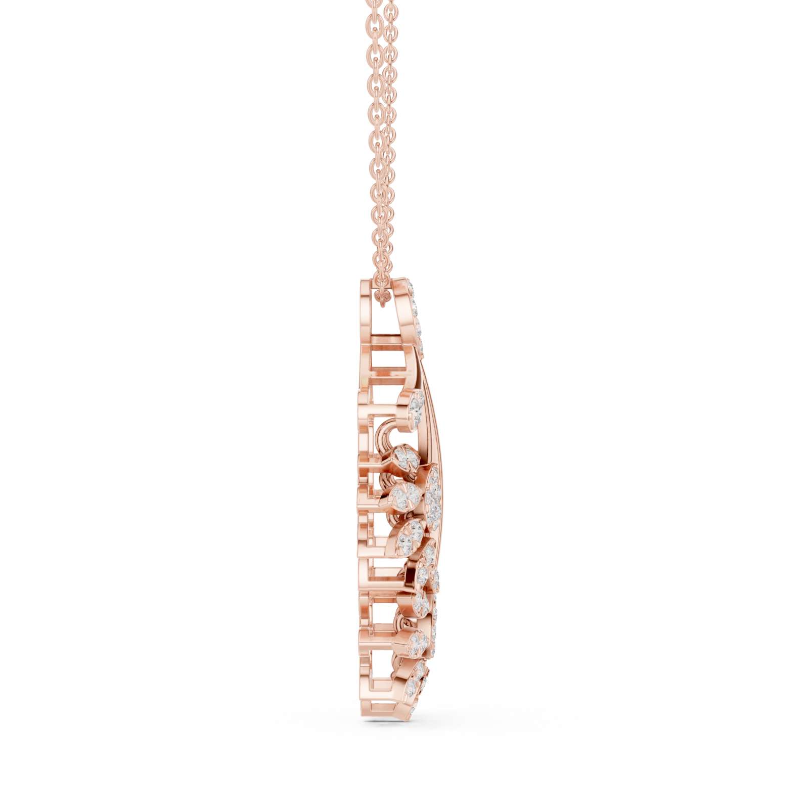  Rose Gold Radiant Blossoms Fantasy Necklace Side View