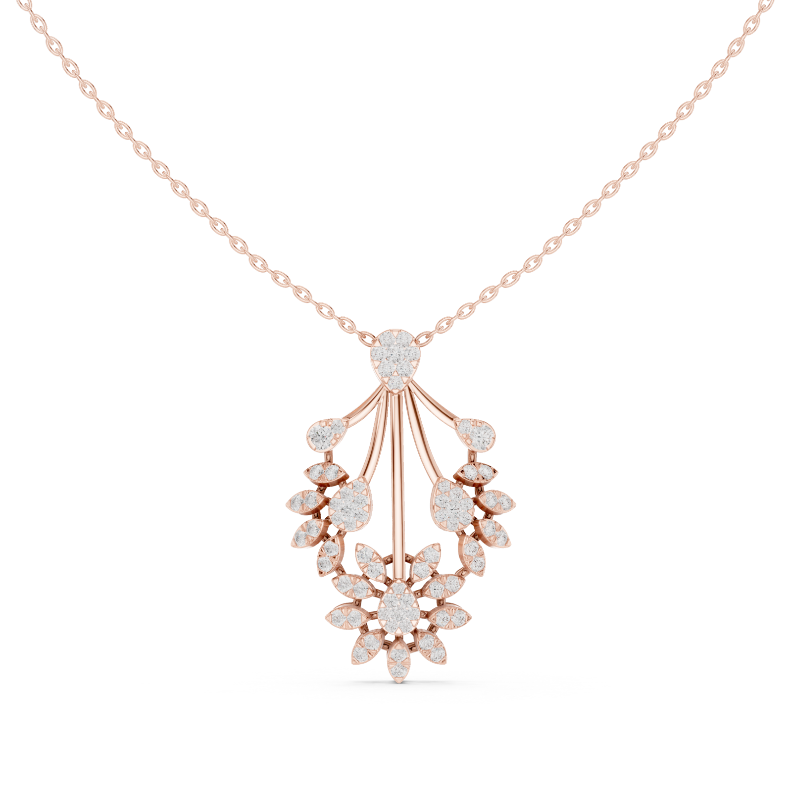  Rose Gold Radiant Blossoms Fantasy Necklace Front View