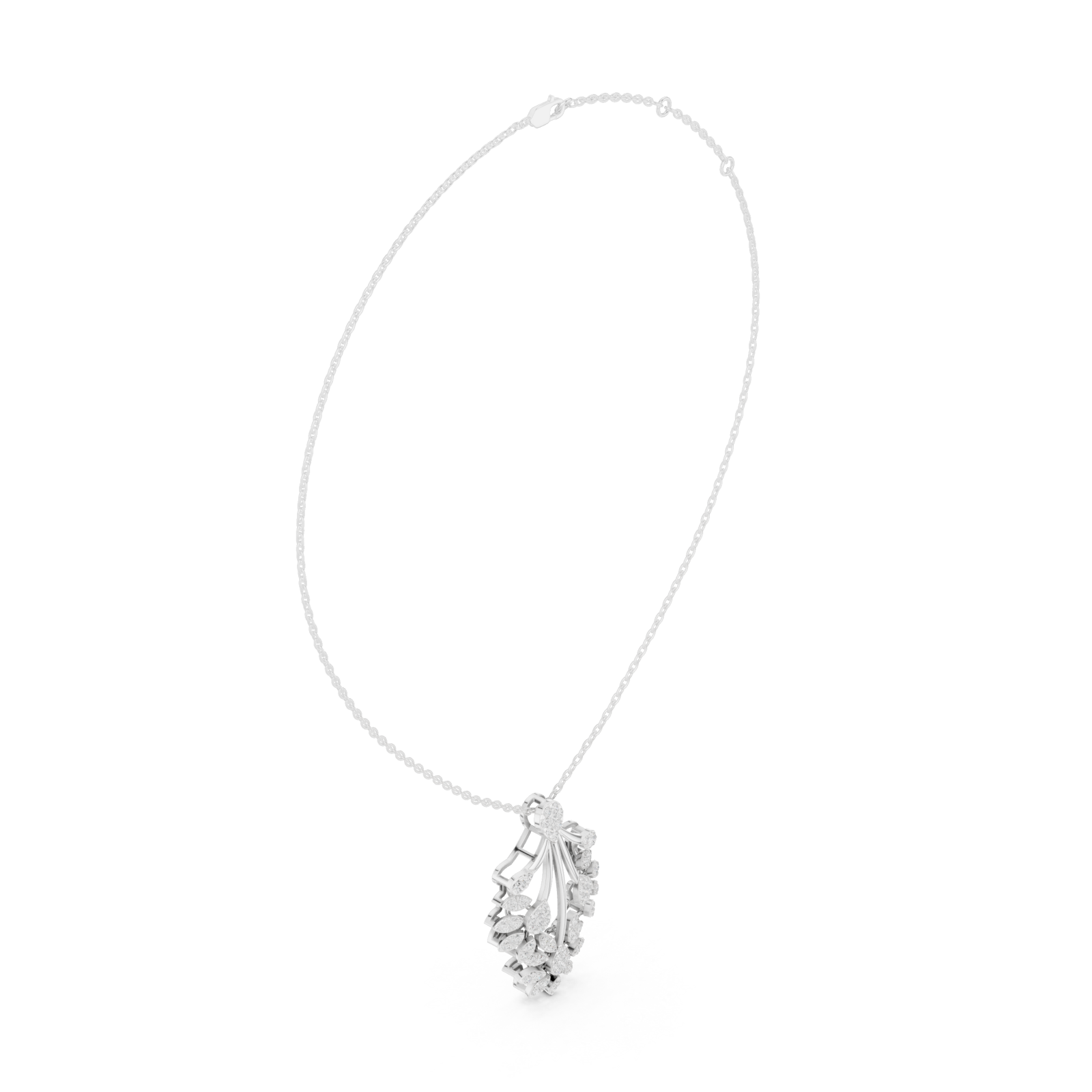  White Gold Radiant Blossoms Fantasy Necklace Left View