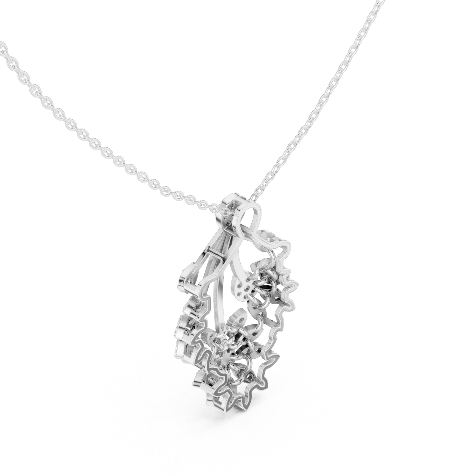  White Gold Radiant Blossoms Fantasy Necklace Right View