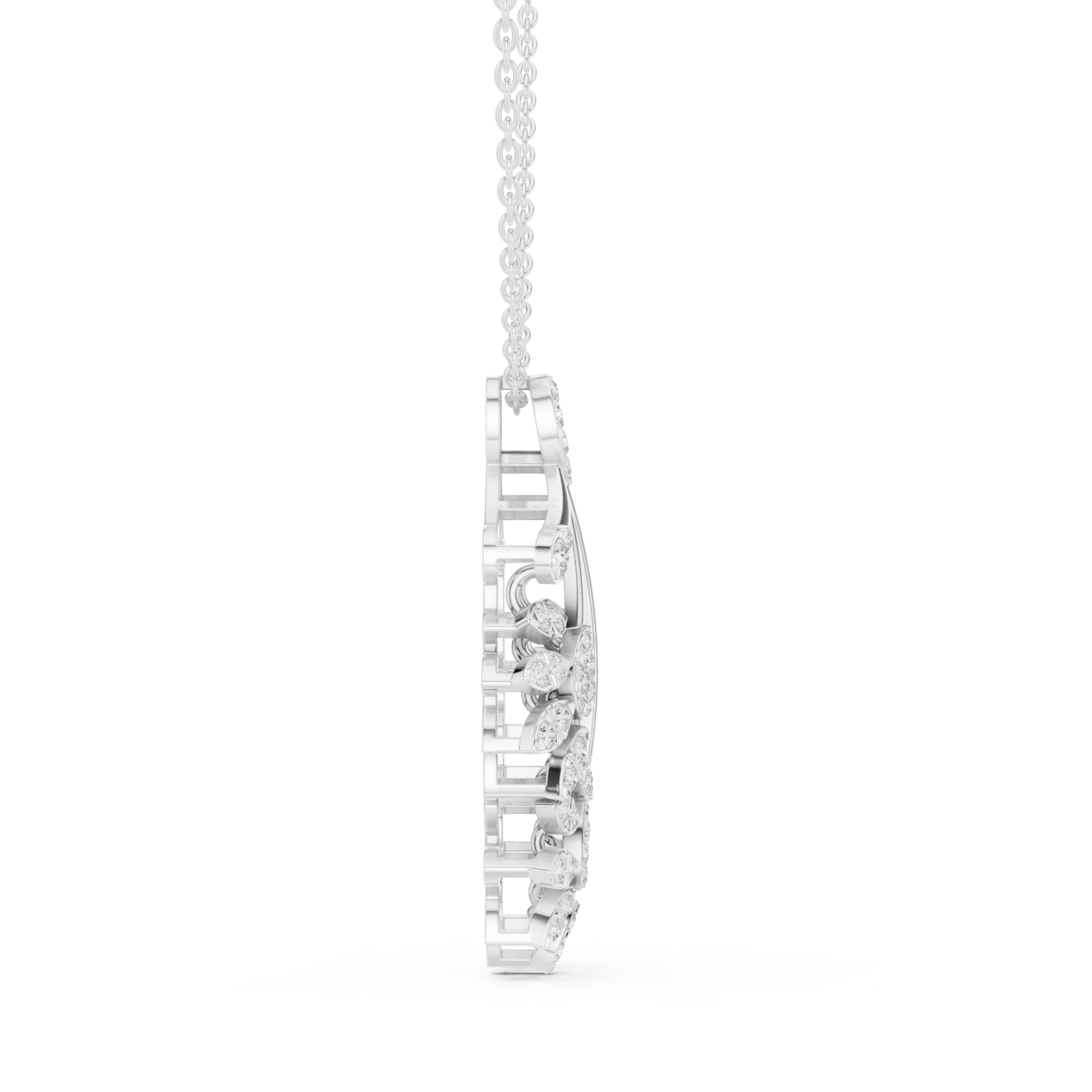  White Gold Radiant Blossoms Fantasy Necklace Side View