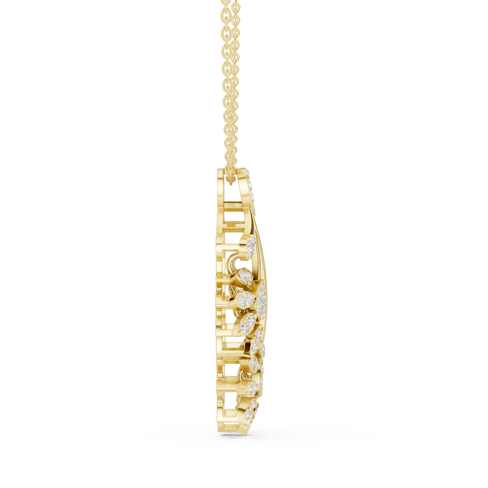  Gold Radiant Blossoms Fantasy Necklace Side View