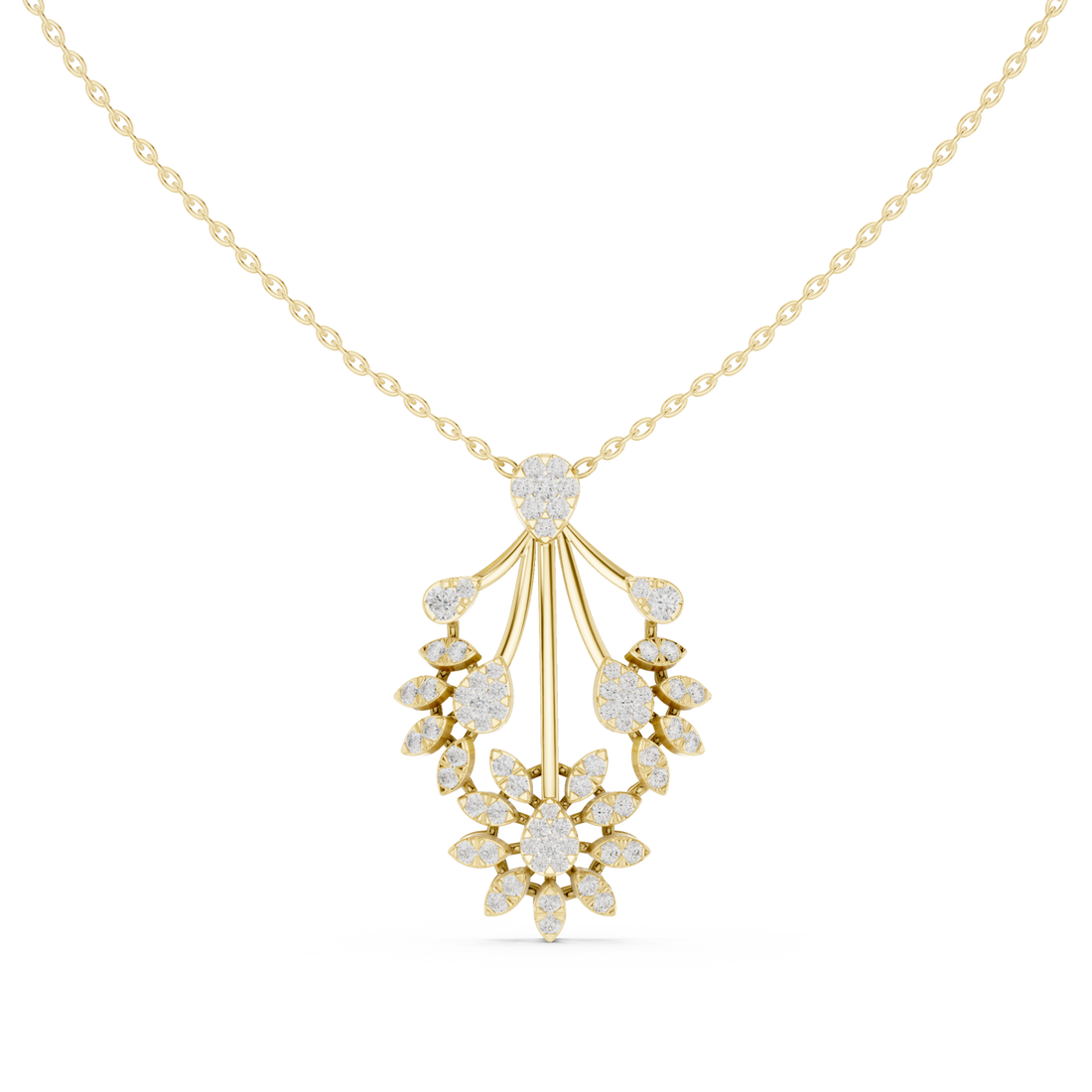 Gold Radiant Blossoms Fantasy Necklace Right View