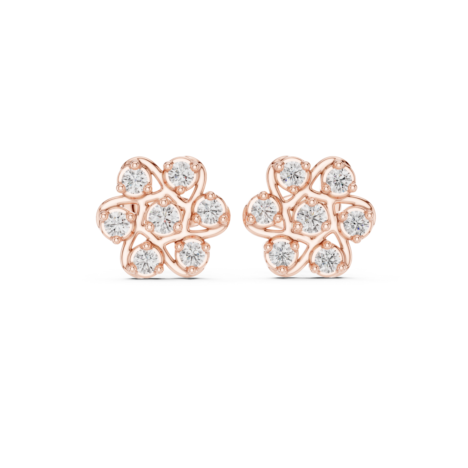  Rose Gold Petite Starlit Bloom Cluster Studs Front View