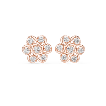  Rose Gold Petite Starlit Bloom Cluster Studs Front View