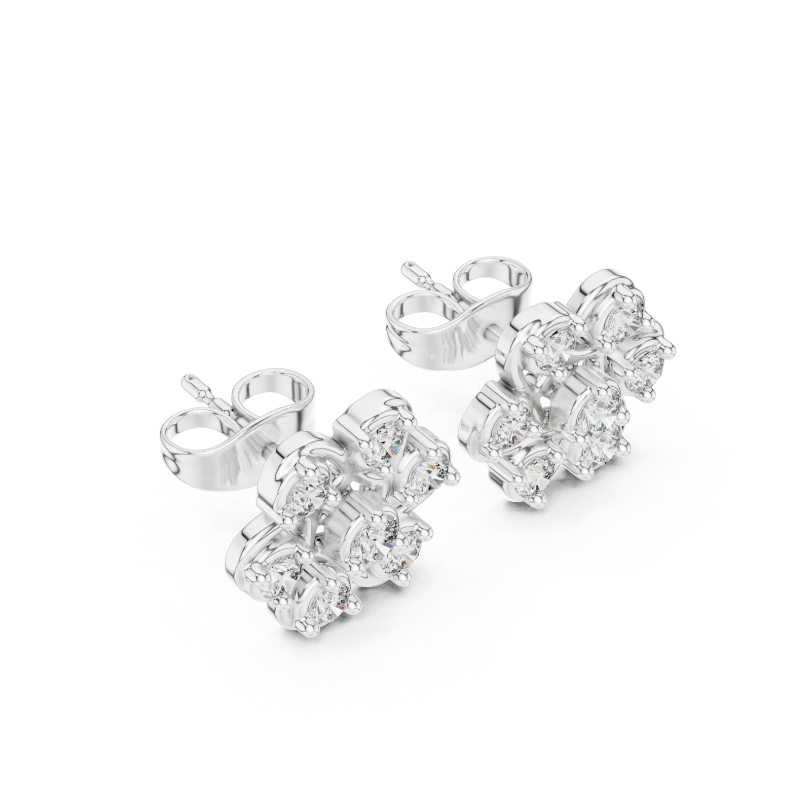  White Gold Petite Starlit Bloom Cluster Studs Right View