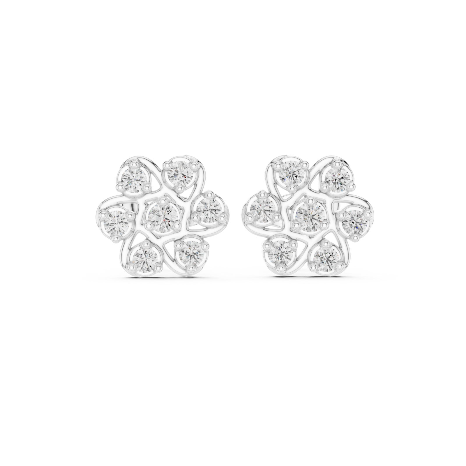  White Gold Petite Starlit Bloom Cluster Studs Front View