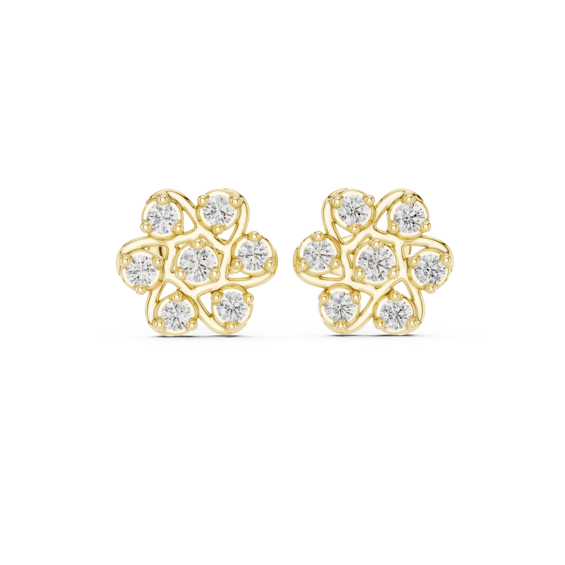 Gold Petite Starlit Bloom Cluster Studs Right View